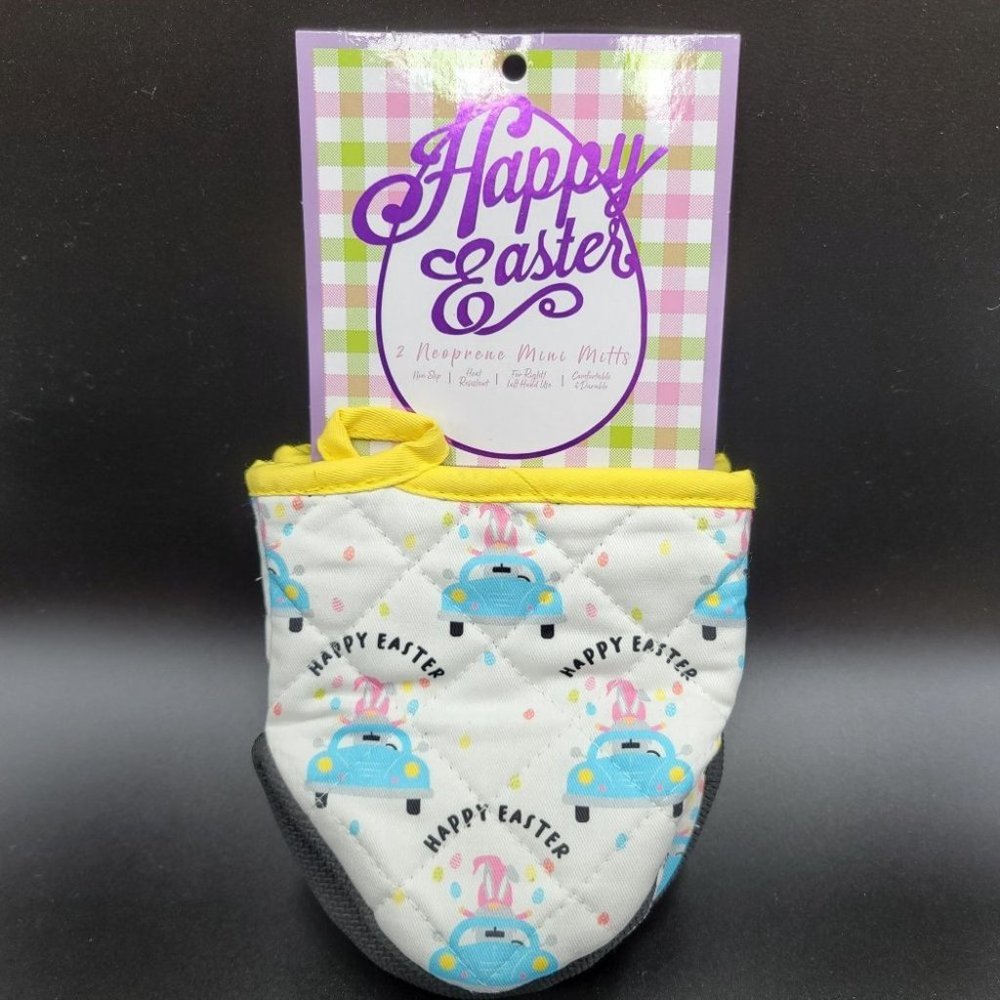 Easter Gnome Mitts 2 Pc Mini Neoprene Oven Happy Spring Truck Kitchen Linens